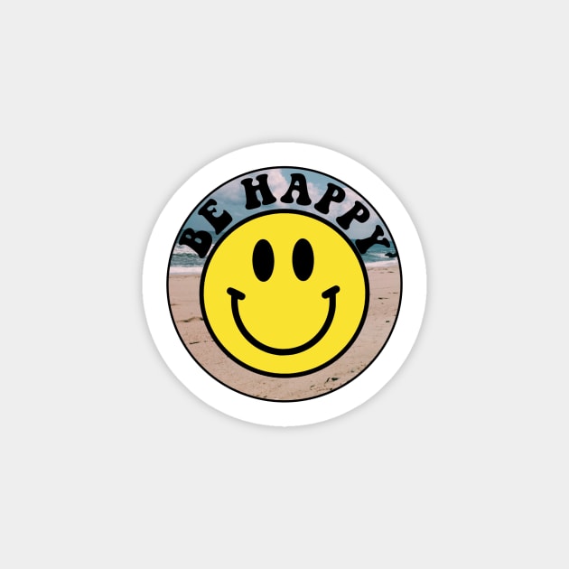 Be Happy Smiley Face Beach Sticker by lolsammy910